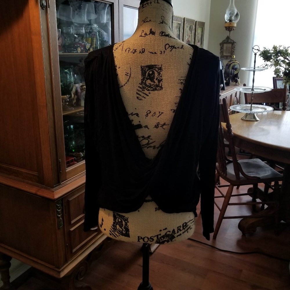 BCBG Max black crop top with twist low back